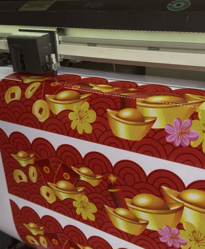 In decl dán kính trang trí Tết