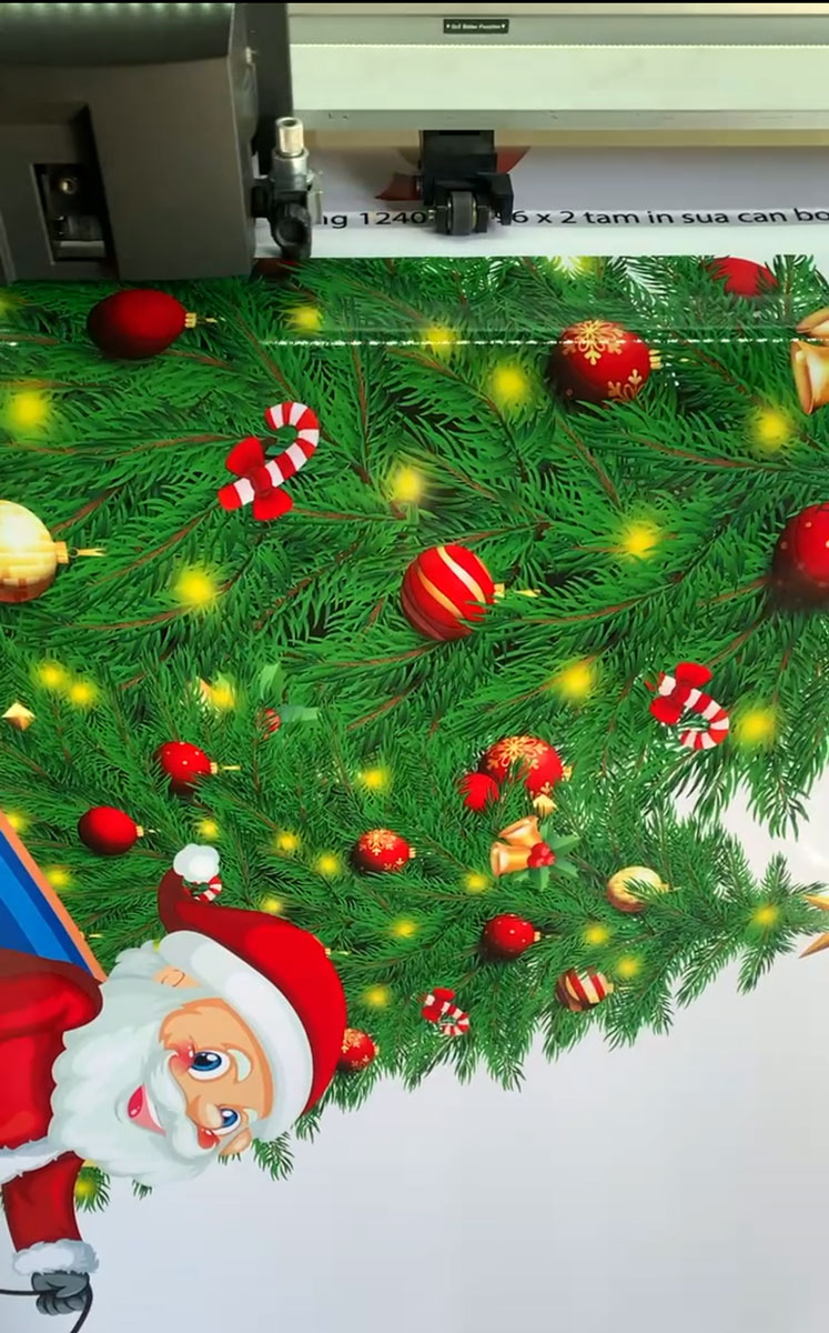 in decal dán kính trang trí Noel - Giáng sinh