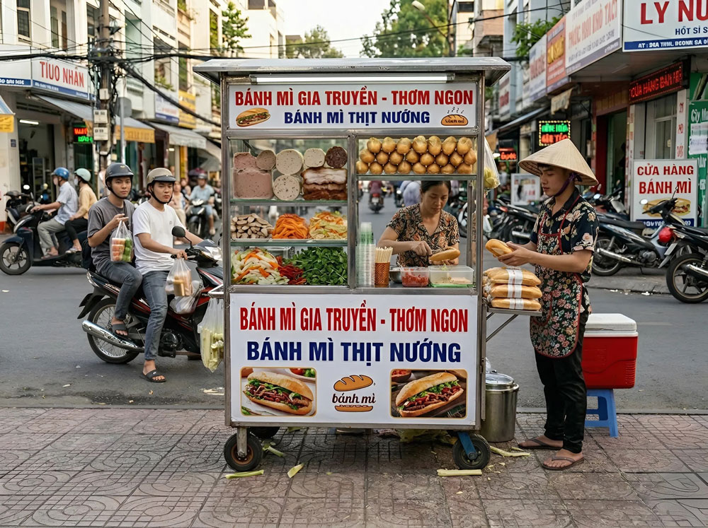in decal dán xe bán bánh mì