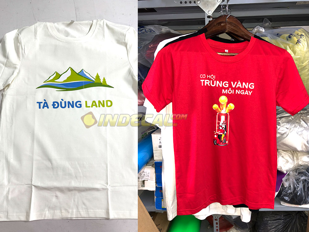 in decal ép lên áo thun, đồng phục