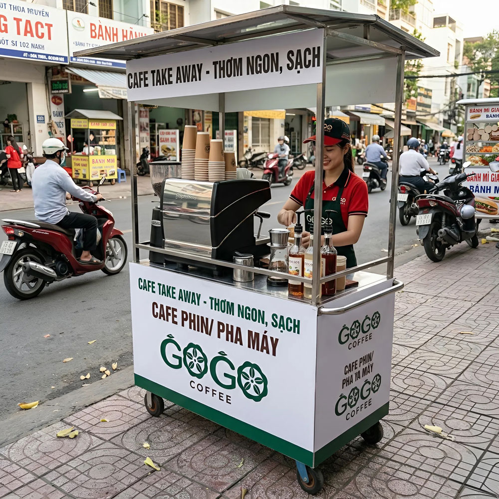 in decal dán xe bán cafe take away