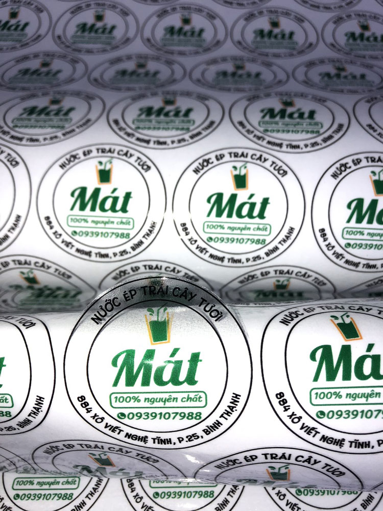 Tem nhãn decal trong dán chai lọ