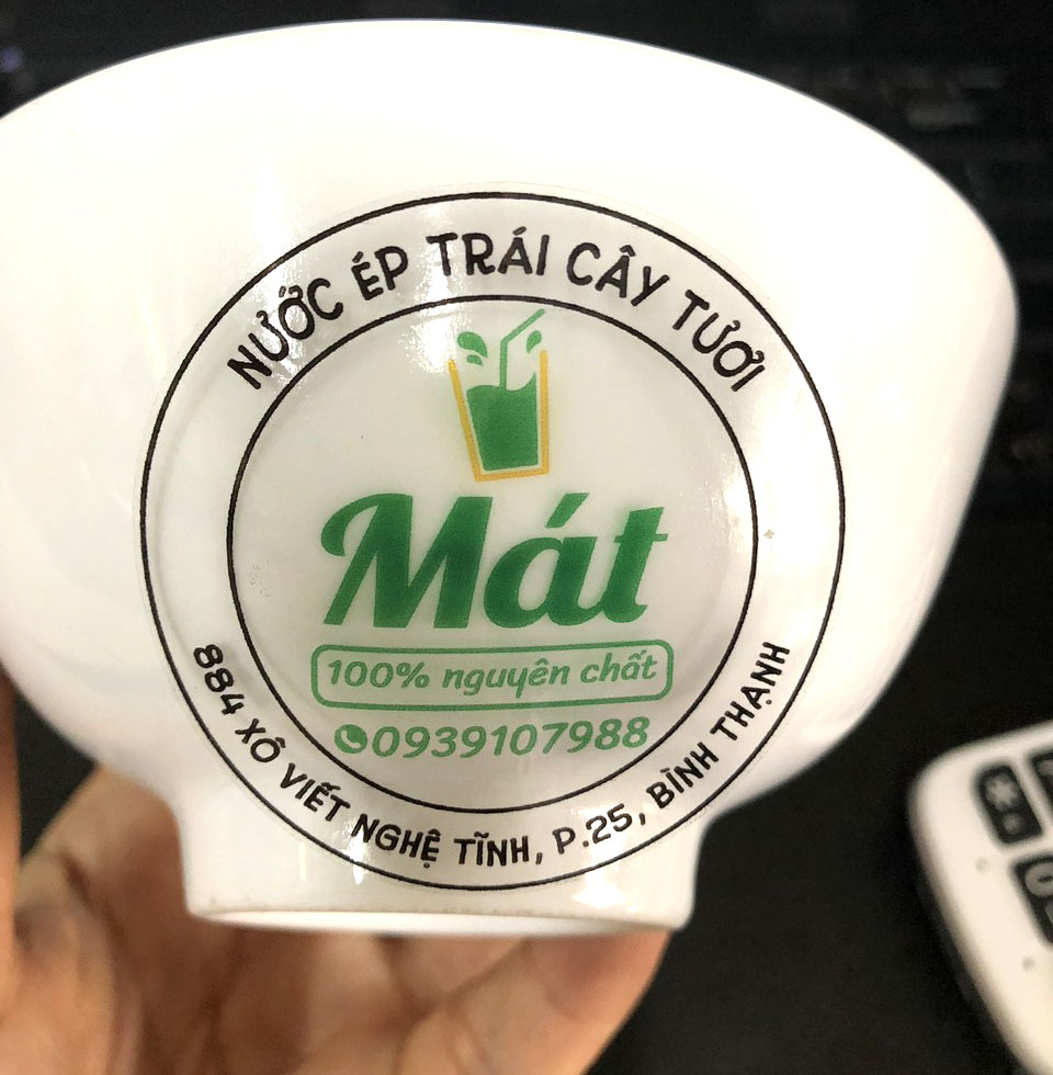 in decal tem nhãn dán chai lọ, chén bát giá rẻ tại Thế Giới Decal