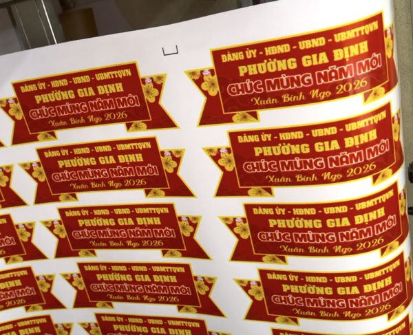 in tem nhãn dán giỏ quà, lẵng hoa chúc Tết, ngày lễ