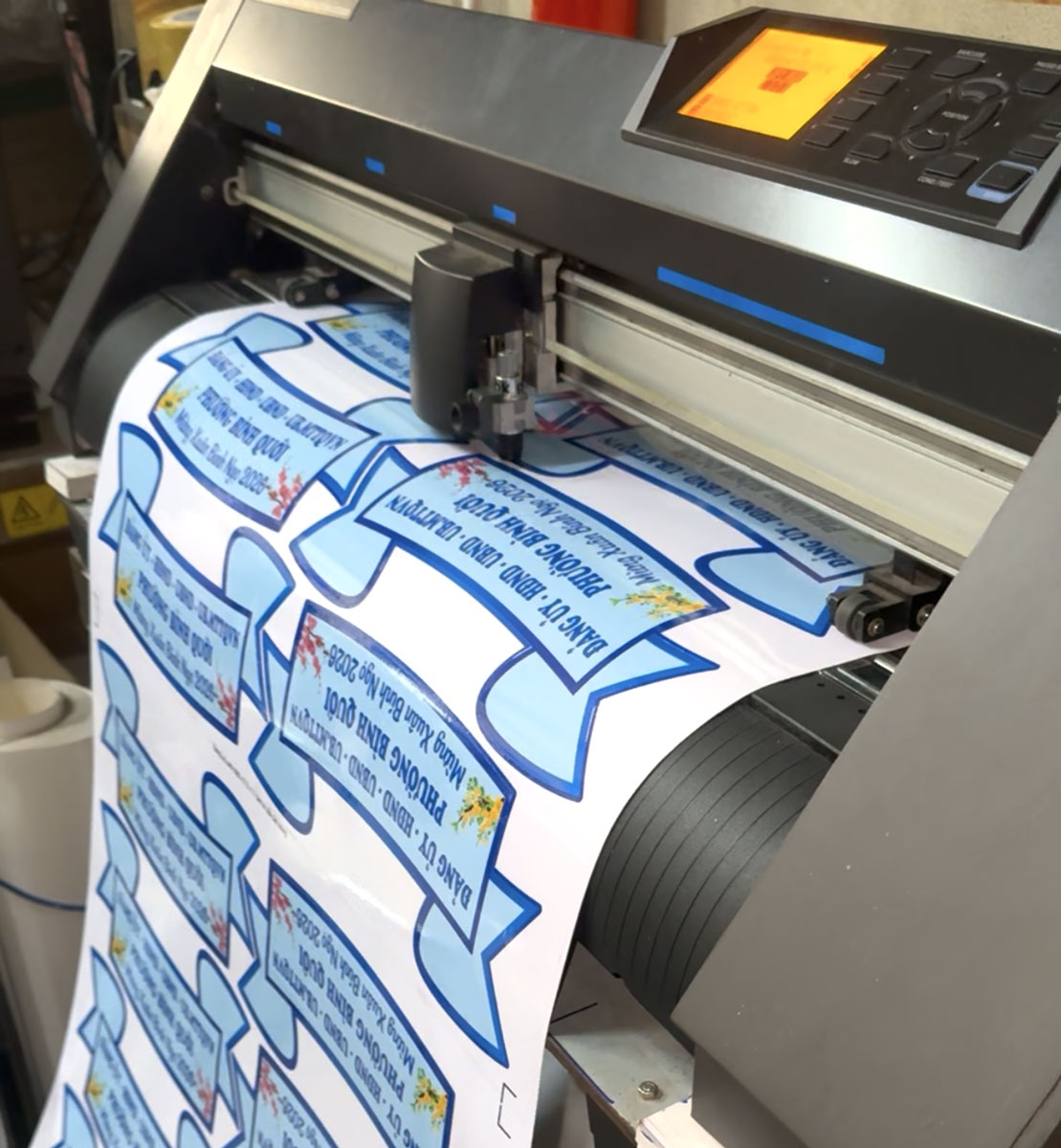 Ruy băng, sticker decal dán giỏ quà, lẵng hoa