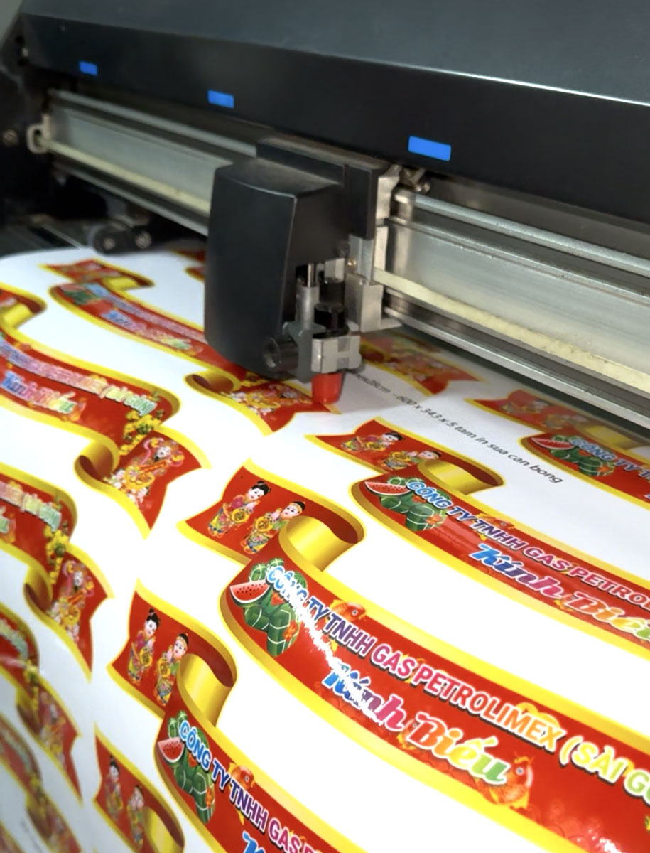 Bế ruy băng decal dán lẵng hoa, giỏ quà Tết