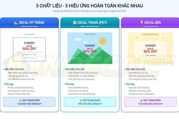 Chọn In PP Hay In Decal Trong, Decal Sữa Cho Poster, Standee?