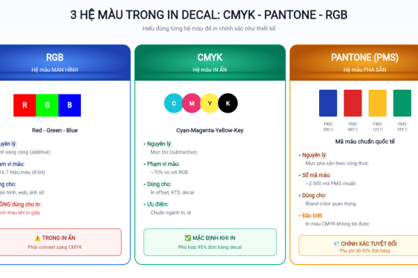 So Sánh Hệ Màu CMYK, Pantone, RGB Trong In Decal: Chọn Đúng Để Tem In Chuẩn Màu