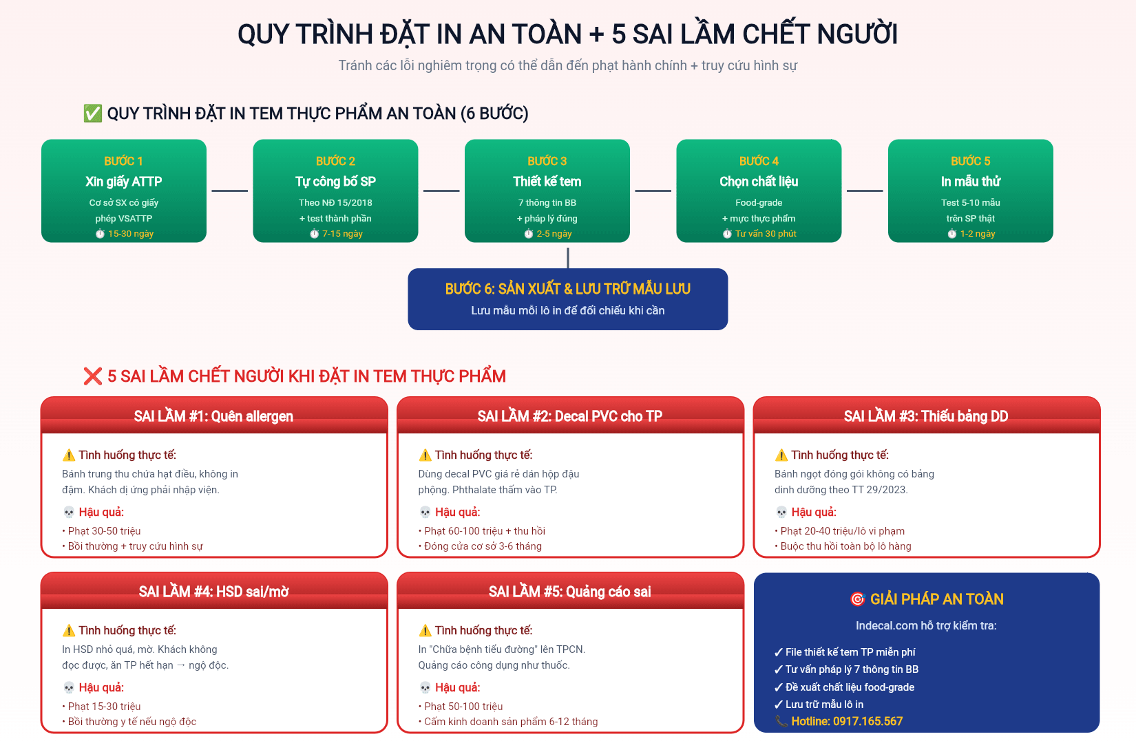 Quy trình 6 bước đặt in tem thực phẩm + 5 sai lầm nguy hiểm cần tránh